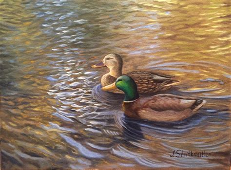 Ducks In The Pond Oil Painting On Canvas By Julia Strittmatter Julia