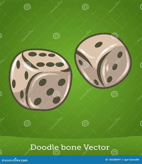 Doodle Dice Isolated On Green Background Vector Stock Vector