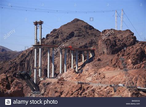 Hoover Dam Bypass Project Colorado River Bridge Section Stock Photo