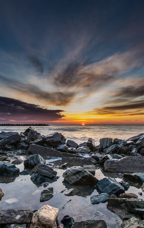 Download Rocks Sea Coast Sky Sunset 840x1336 Wallpaper Iphone 5