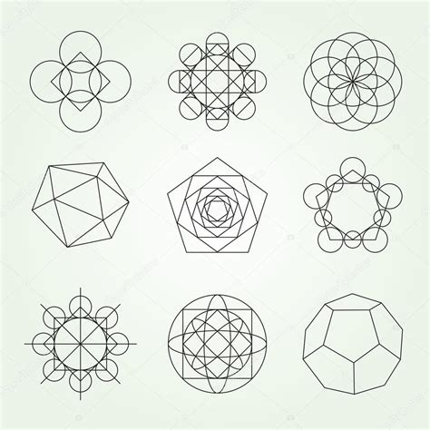 Conjunto De Símbolos E Elementos Vetoriais Da Geometria Sagrada Stock