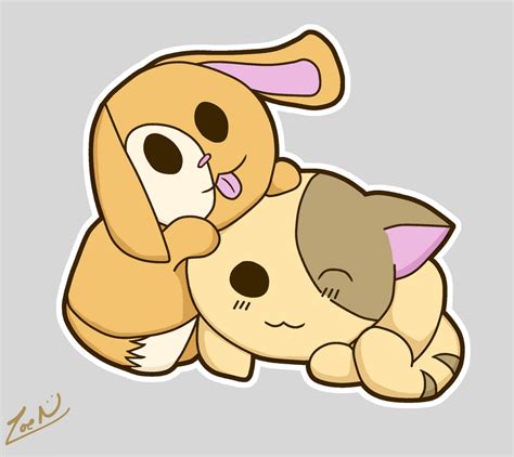 Chibi Cat And Dog Pile By Maii1234 On Deviantart