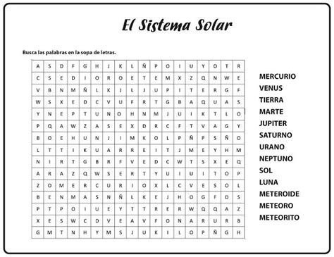 Tareitas Sopa De Letras Sistema Solar Sopa De Letras Letras Para