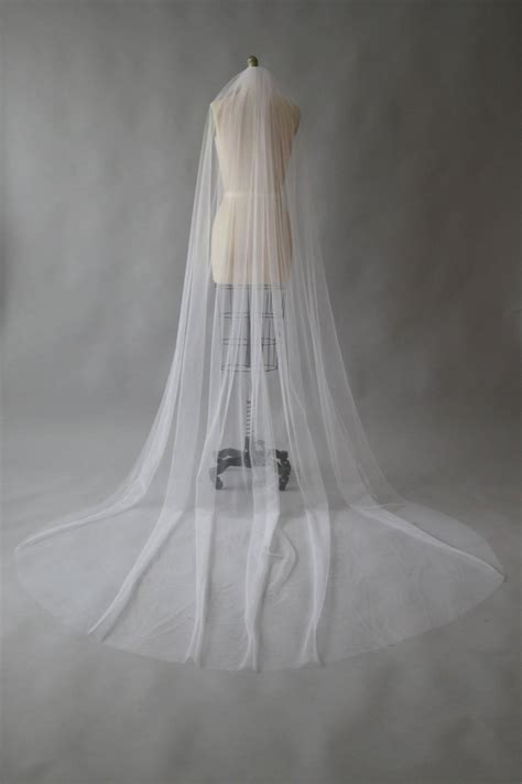 Claude Sheer Simple One Tier Veil Cathedral Veil White Veil Custom