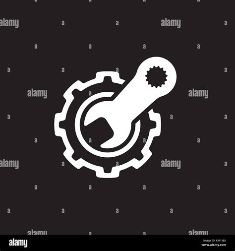 Engineering Service Icon Gear And Wrench Repair Symbol Stock Vector