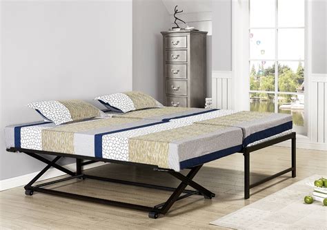 Archer Black Metal Twin Size Platform Daybed With Pop Up Trundle