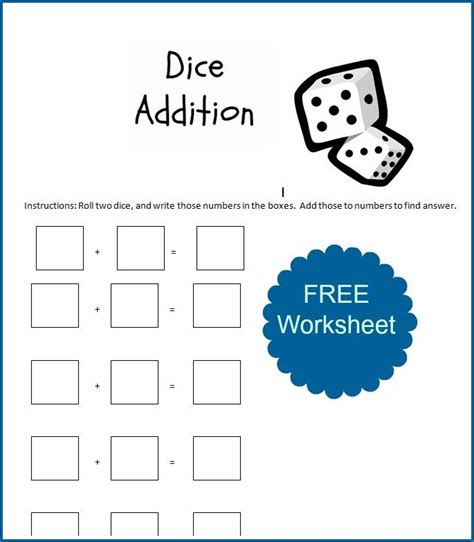 Printable Dice Addition Worksheet