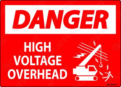 Danger Sign High Voltage Overhead Stock Vector 6448468 Crushpixel