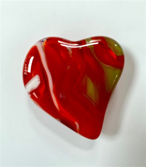 Cast Glass Heart Glass Heart Handmade Glass Paperweight Etsy