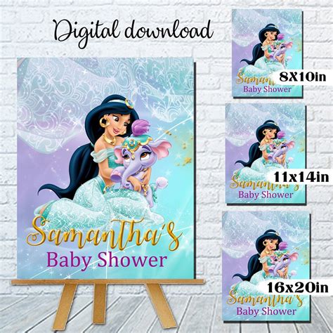 Princess Jasmine Baby Shower Sign Digital Download You Print Etsy