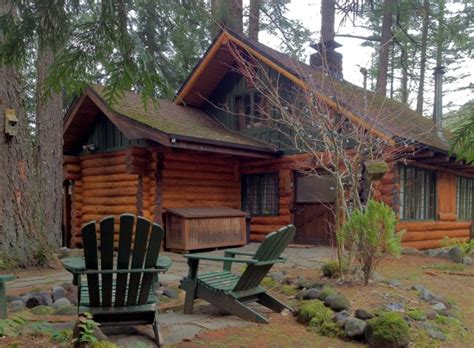 A Hand Hewn Log Cabin In The Foothills Of Oregons Mount Hood The