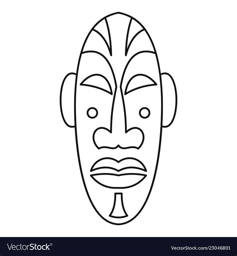 African Mask Icon Outline Style Royalty Free Vector Image