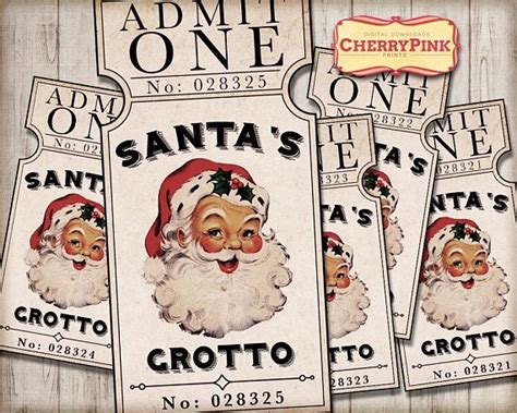 Christmas Ticket Santas Grotto Admit One Invitation Christmas Night