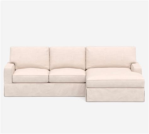 Pb Comfort Square Arm Slipcovered Sofa Double Wide Chaise Sectional