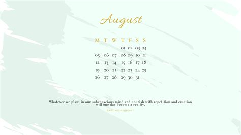 August 2019 Desktop Calendar Wallpaper Calendar Wallpaper Mint Green