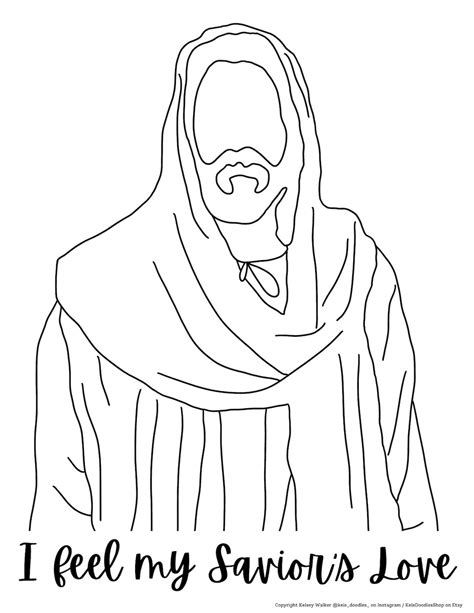 Jesus Christ Lds Coloring Pages Simple Sketch Drawing Clipart Face