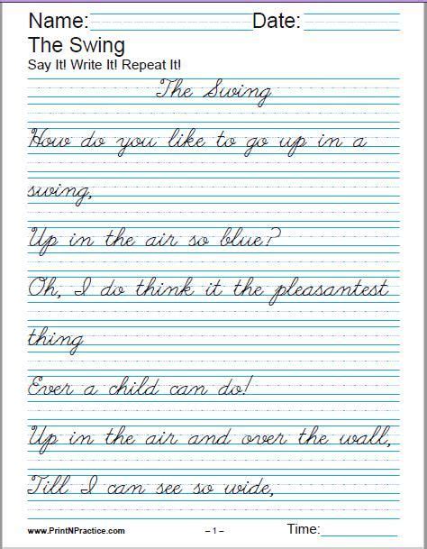 Blank Cursive Paper Handwriting Paper Printable Writing Paper