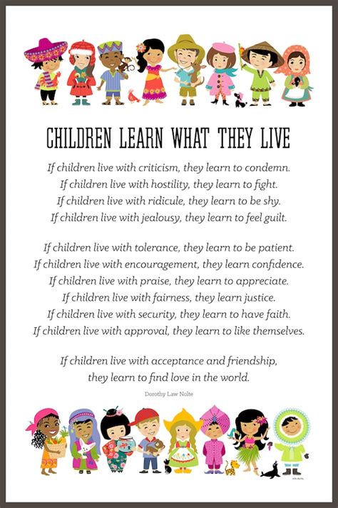 Children Learn What They Liveprinted Poster Around The World Etsy