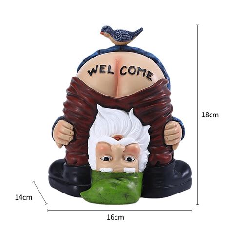 Inverted Bare Buttocks Garden Gnome Statue Naughty Dwarf Figurines With