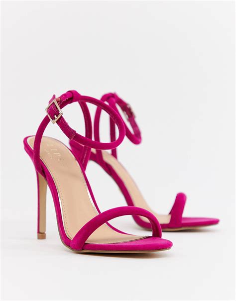 Lipsy Barely There Heeled Sandal With Cross Back In Fuschia Asos