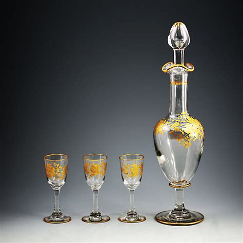 Antique French Crystal Glass Sherry Set Decanter Drinking Liquor From Memorablecollection On