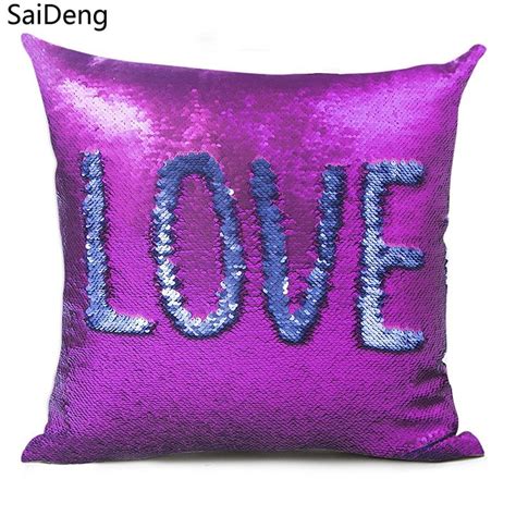 Saideng Mermaid Sequin Pillow Magical Color Changing Throw