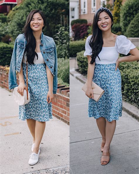 Two Ways To Wear A Blue Floral Midi Skirt Skirt The Rules Nyc Style