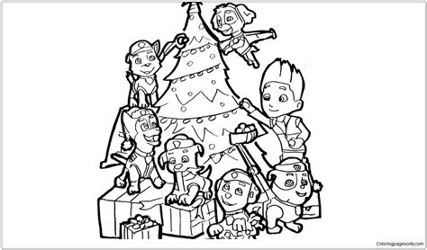 Paw Patrol Decorate The Christmas Tree Coloring Pages Cartoons