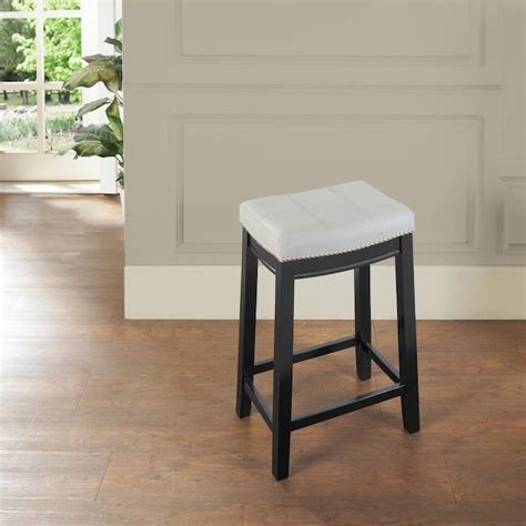 Linon Claridge Gray 24 In H Counter Height Saddle Seat Upholstered Wood