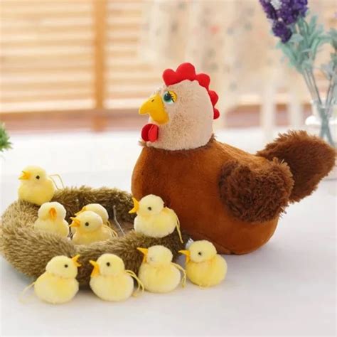 Kawaii Plush Toy Chicken Hen Cute Nest Chick Lifelike Stuffed Animal