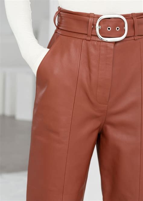 Belted Leather Trousers Leather Pants Women Leather Trousers