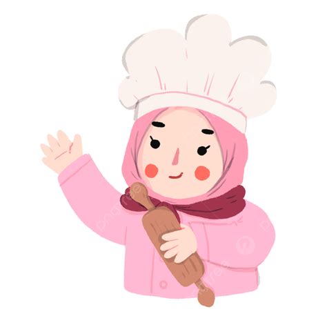 Hijab Chef Png Picture Chef Muslim Cartoon In Pink Hijab With