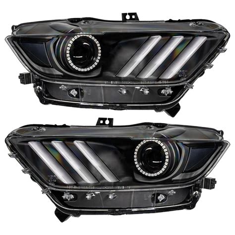 2015 2017 Ford Mustang Pre Assembled Headlights Dynamic Colorshift Rg