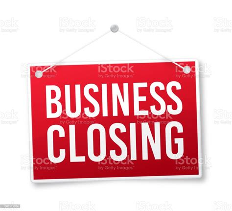 Business Closing Sign Stock Illustration - Download Image Now - iStock