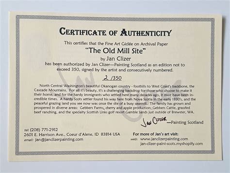 Review Of Certificate Of Authenticity For Fine Art Photography References