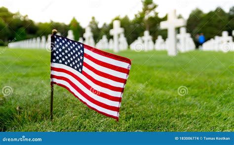 Crosses On Omaha Beach Cemetery. The Big Memory Of The Heroes Of World