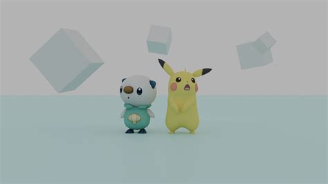 Pikachu And Oshawott Find Themselves In A Strange World Of Low Poly