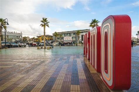 Pismo Beach Pier Plaza At Sunset The Large Light Up Letters A New