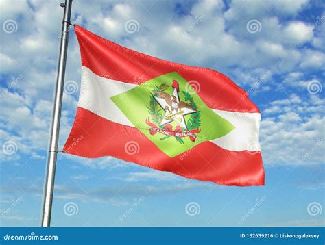 Stato Di Santa Catarina Della Bandiera Del Brasile Che Ondeggia Con Il