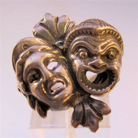 Vintage Comedy And Tragedy Mask Sterling 9g By Brighteyestreasures