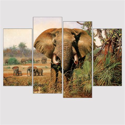 Modern Large Canvas Paintings African Elephant Paintings Animal Art Pr