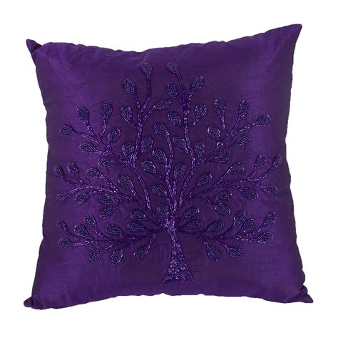 Poly Silk Beaded Pillow 18x18 Purple In 2020 Purple Home Decor