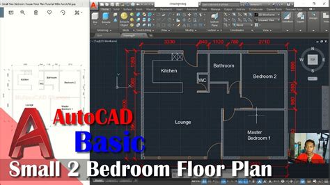 Small 2 Bedroom House Floor Plan Tutorial With Autocad Youtube