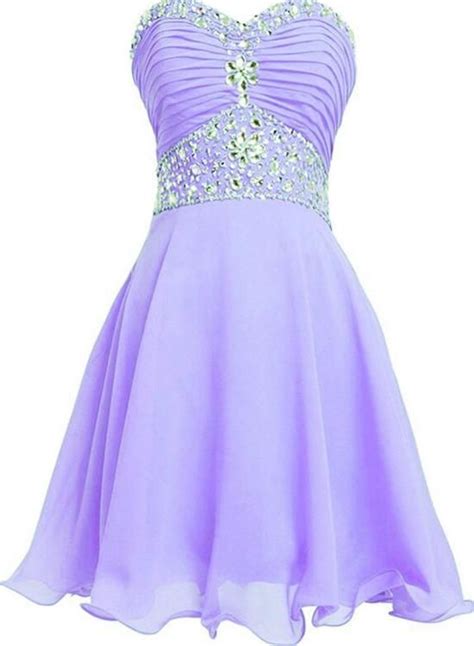 Light Purple Short Chiffon Beaded Junior Party Dress Lavender
