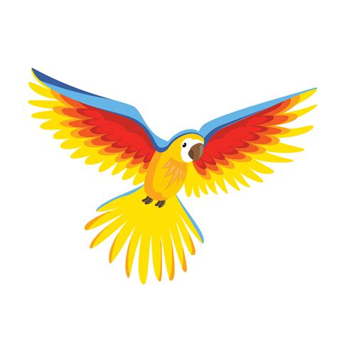 Parrot Flying Cartoon Bird Design Flat Vector Illustration Isolated On