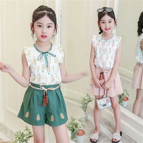 2018 Summer Teenage Girls Clothing Sets Blouse Pants 2 Pieces In