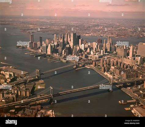1970s Aerial Downtown Manhattan Looking South Brooklyn And Mahattan