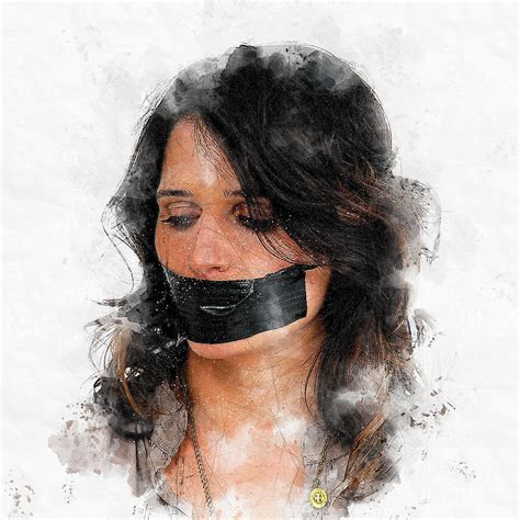 Woman With Duct Taped Mouth L2 Digital Art By Humorous Quotes Fine Art America