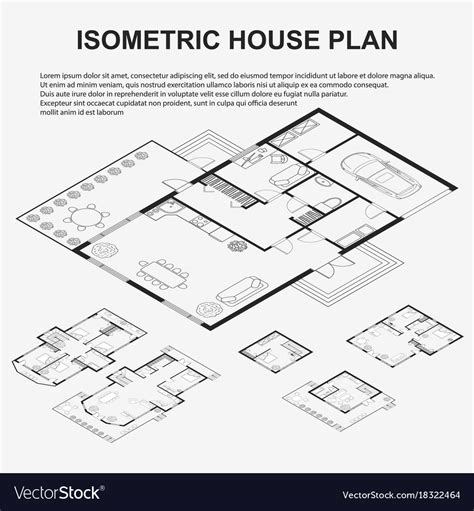 Isometric Architectural Plans Royalty Free Vector Image