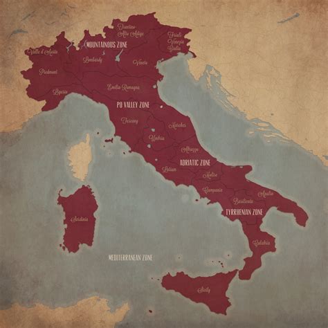 Italy Wine Region Map - City Prints